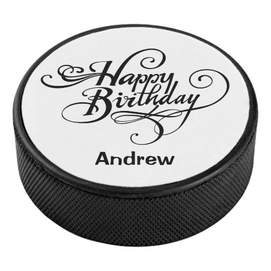 Gefeliciteerd Verjaardag Persoonlijk Hockey Puck (3/4)