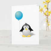 Gefeliciteerd Verjaardag Pinguïn Groet Kaart (Gele Bloem)