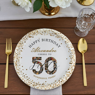 Gefeliciteerd Verjaardag Proost Op 50 Jaar Foto Co Papieren Bordje