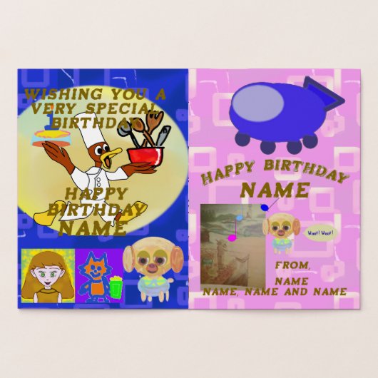 Gefeliciteerd Verjaardag Puppy Ruimteschip Chef Du Folie Kaarten (Binnen)