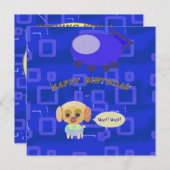 Gefeliciteerd Verjaardag Puppy Ruimteschip Chef Notitiekaartje (Voorkant / Achterkant)