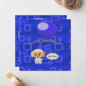 Gefeliciteerd Verjaardag Puppy Ruimteschip Chef Notitiekaartje (Voorkant / Achterkant in situ)