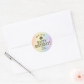 Gefeliciteerd Verjaardag Regenboog Glimlach Ronde Sticker (Envelop)