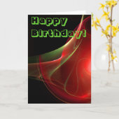 Gefeliciteerd Verjaardag Rood Groen Abstracte Leg Kaart (Gele Bloem)