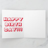 Gefeliciteerd Verjaardag, Rood wit modern vet Kaart (Binnen)