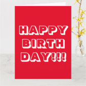 Gefeliciteerd Verjaardag, Rood wit modern vet Kaart (Gele Bloem)