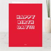 Gefeliciteerd Verjaardag, Rood wit modern vet Kaart (Achterkant)