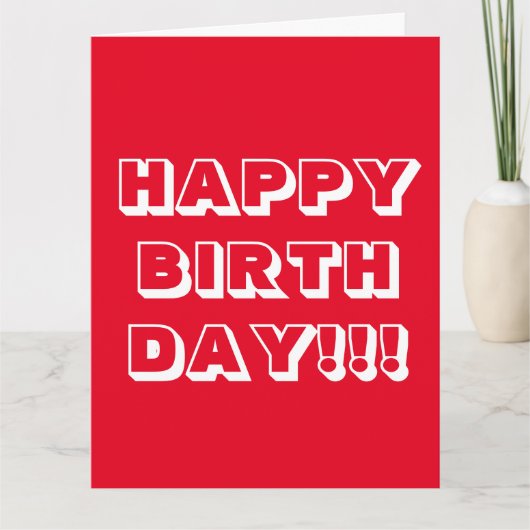 Gefeliciteerd Verjaardag, Rood wit modern vet Kaart (Voorkant)