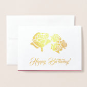 Gefeliciteerd verjaardag. Roodroos luxe foliegeper Folie Kaarten (Voorkant met envelop)