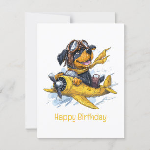Gefeliciteerd verjaardag Rottweiler-hond piloot vl Briefkaart