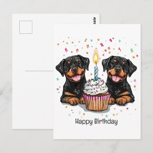 Gefeliciteerd Verjaardag Rottweiler Honden Briefkaart (Voorkant / Achterkant)