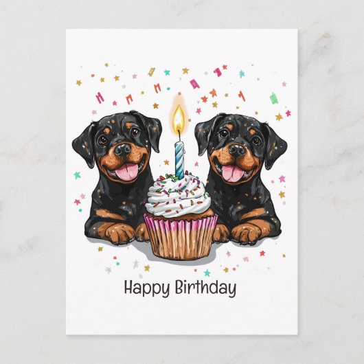 Gefeliciteerd Verjaardag Rottweiler Honden Briefkaart (Voorkant)