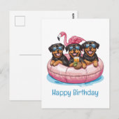 Gefeliciteerd Verjaardag Rottweiler Honden Flaming Briefkaart (Voorkant / Achterkant)