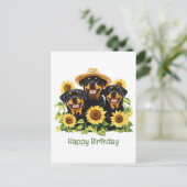 Gefeliciteerd Verjaardag Rottweiler Honden Zonnebl Briefkaart (Staand voorkant)