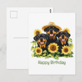 Gefeliciteerd Verjaardag Rottweiler Honden Zonnebl Briefkaart (Voorkant / Achterkant)
