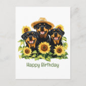 Gefeliciteerd Verjaardag Rottweiler Honden Zonnebl Briefkaart (Voorkant)