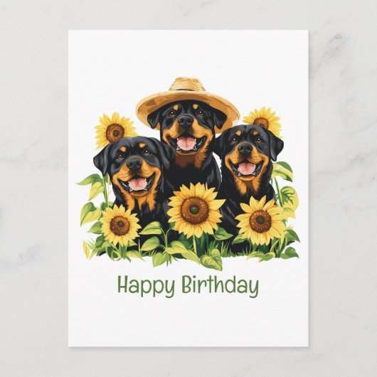 Gefeliciteerd Verjaardag Rottweiler Honden Zonnebl Briefkaart (Voorkant)