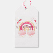 Gefeliciteerd verjaardag roze regenboog cadeaulabel (Voorkant)