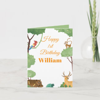 Gefeliciteerd verjaardag schattige baby dieren saf notitiekaartje