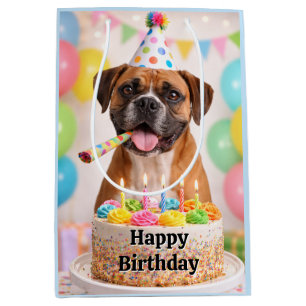 Gefeliciteerd Verjaardag Schattige Boxer Hond Medium Cadeauzakje