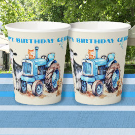 Gefeliciteerd Verjaardag Schattige Dieren Tractor  Papieren Bekers