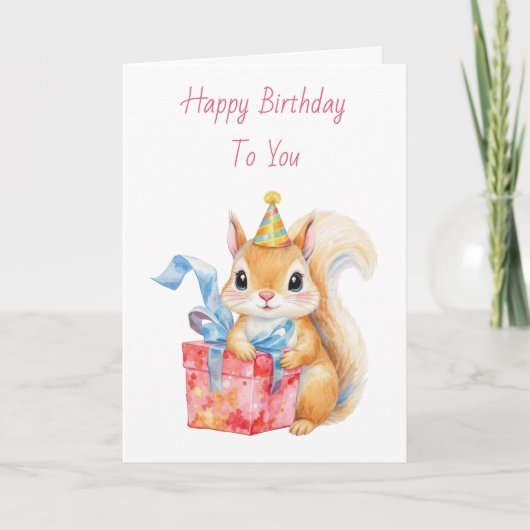 Gefeliciteerd verjaardag | Schattige eekhoorn kaar Kaart (Voorkant)