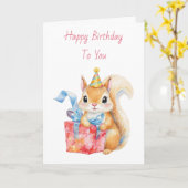 Gefeliciteerd verjaardag | Schattige eekhoorn kaar Kaart (Gele Bloem)