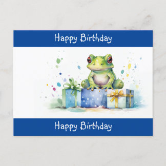 Gefeliciteerd Verjaardag Schattige Groene kikker m Briefkaart