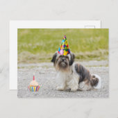 Gefeliciteerd Verjaardag Schattige Hond met Cupcak Briefkaart (Voorkant / Achterkant)