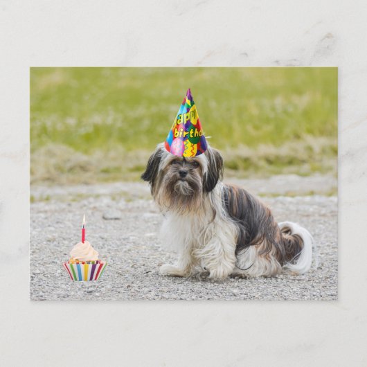 Gefeliciteerd Verjaardag Schattige Hond met Cupcak Briefkaart (Voorkant)