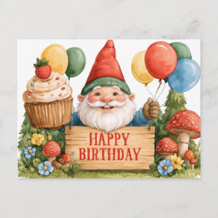 Gefeliciteerd Verjaardag Schattige Kabouter Aquare Briefkaart