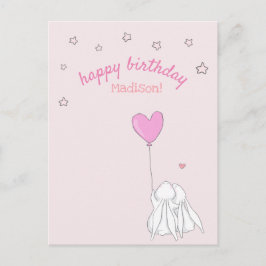 Gefeliciteerd verjaardag! Schattige Konijnen Meisj Briefkaart