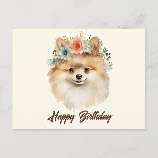 Gefeliciteerd Verjaardag Schattige Pomeranian Hond Briefkaart (Voorkant)