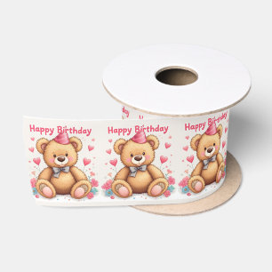 Gefeliciteerd Verjaardag Schattige Teddybeer met R Satijnen Lint