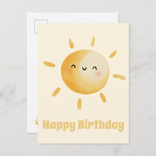 Gefeliciteerd verjaardag! Schattige waterverf zon Briefkaart (Voorkant / Achterkant)
