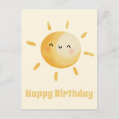 Gefeliciteerd verjaardag! Schattige waterverf zon Briefkaart (Voorkant)