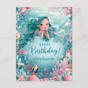 Gefeliciteerd Verjaardag Schattige Zeemeermin Onde Briefkaart