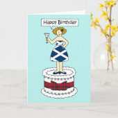 Gefeliciteerd Verjaardag Schotse Vlag Jurk en Tart Kaart (Gele Bloem)