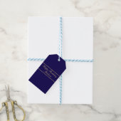 Gefeliciteerd Verjaardag Script Naam Blauw Goud Cadeaulabel (Met Touw)