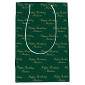 Gefeliciteerd Verjaardag Script Naam Groen Goud Medium Cadeauzakje (Voorkant)