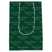 Gefeliciteerd Verjaardag Script Naam Groen Goud Medium Cadeauzakje (Achterkant)