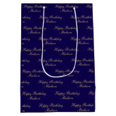 Gefeliciteerd Verjaardag Script Naam Navy Blauwe G Medium Cadeauzakje (Achterkant)