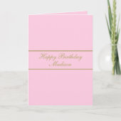 Gefeliciteerd Verjaardag Script Naam Poeder Roze G Kaart (Voorkant)