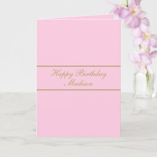 Gefeliciteerd Verjaardag Script Naam Poeder Roze G Kaart (Orchidee)