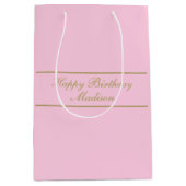 Gefeliciteerd Verjaardag Script Naam Poeder Roze G Medium Cadeauzakje (Voorkant)