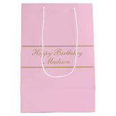 Gefeliciteerd Verjaardag Script Naam Poeder Roze G Medium Cadeauzakje (Achterkant)