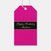 Gefeliciteerd Verjaardag Script Naam Roze Zwart Go Cadeaulabel (Voorkant)