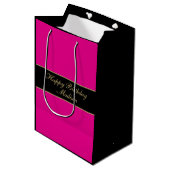 Gefeliciteerd Verjaardag Script Naam Roze Zwart Go Medium Cadeauzakje (Voorkant Gekanteld)