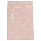 Gefeliciteerd Verjaardag Script Naam Stof Roze Medium Cadeauzakje (Voorkant)
