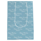 Gefeliciteerd Verjaardag Script Naam Stofblauw Medium Cadeauzakje (Achterkant)